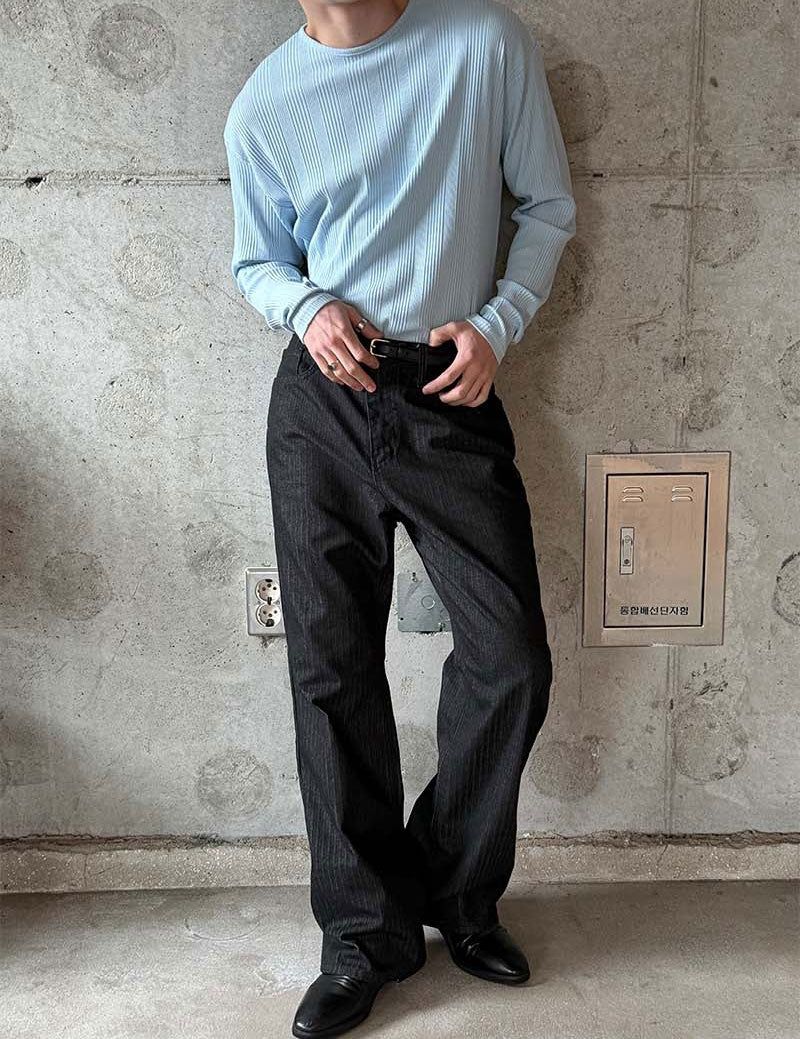 Irrregular rib slim long sleeves(5color)