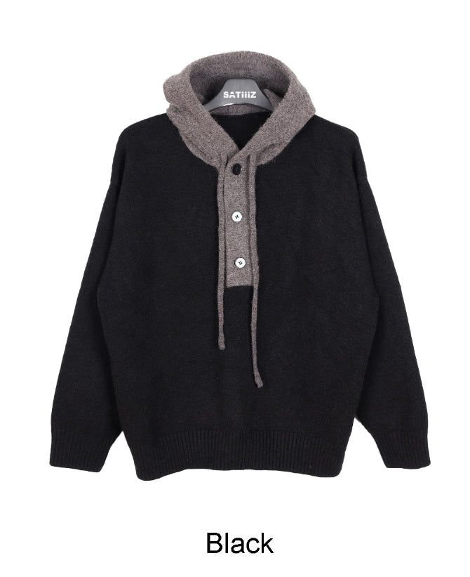 Radif color matching hood knit