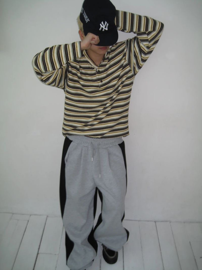 [UNISEX] 100 カラー ブロック スウェットパンツ (2 Colors)