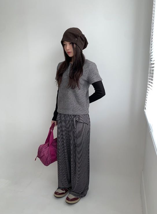 Maena Boucle Layered Short Sleeve Knit