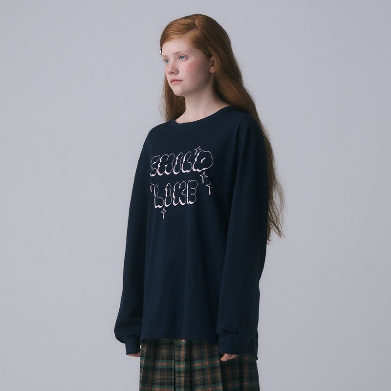 CHILDLIKE PRINTED LONG SLEEVE, NAVY