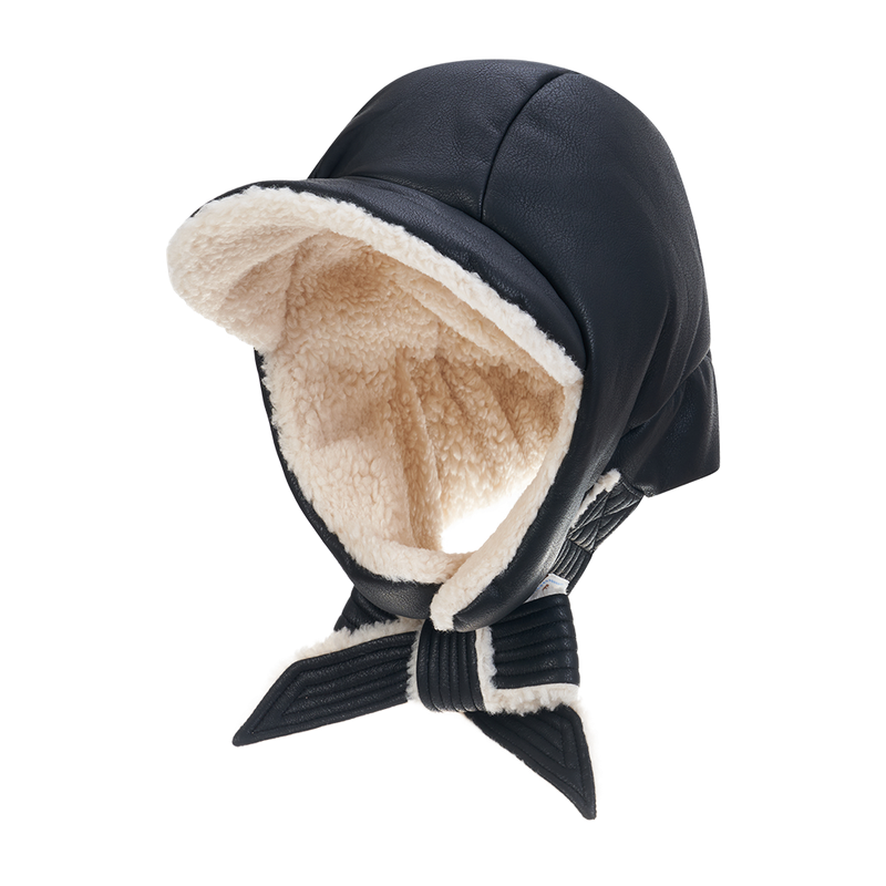 Leather Poddle Padding Balaclava (Black)