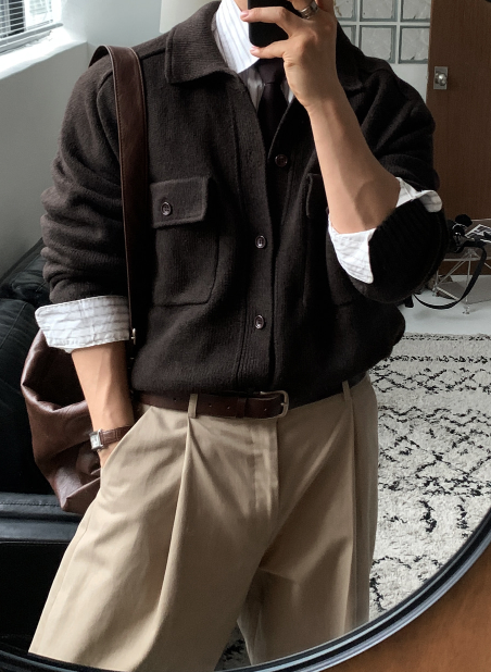 Flap Pocket Collar Knit Cardigan