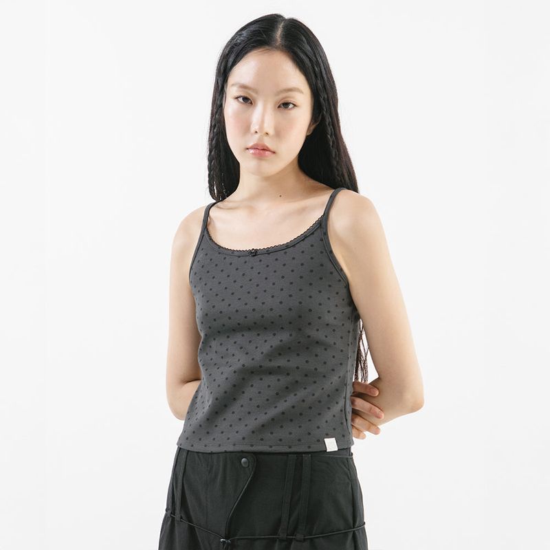TUOMIO（トゥオミオ）の「DOTTED TANK TOP [CHARCOAL]（Tops）」