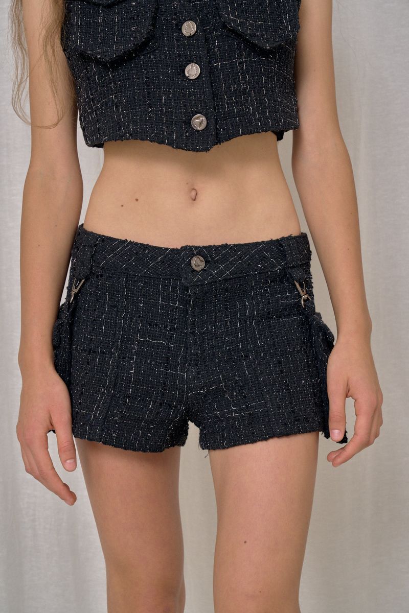 TWEED HIPSTER SHORTS (BLACK)