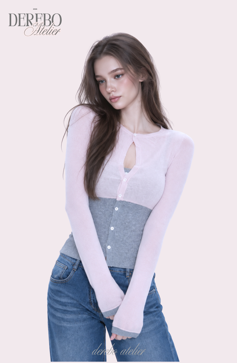 Rosy Moore Pink Gray Layered Tee