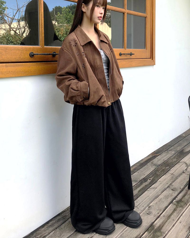 Sian Suede Punching Collar Pocket Jacket
