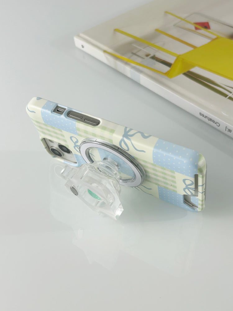 Ribbon Pattern Magsafe Card Hard Case(Blue)