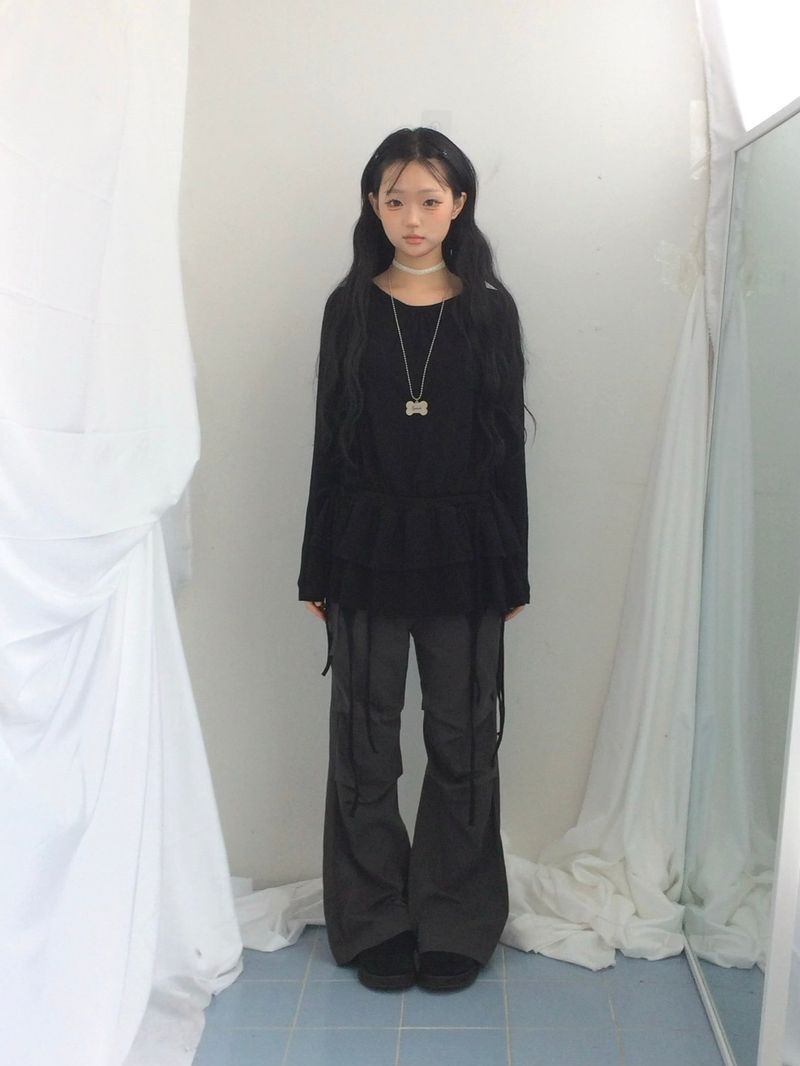 side strap frill dress