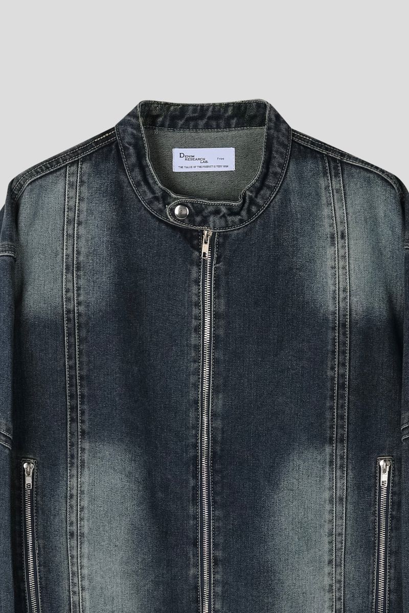 MG incision biker denim jacket (2 colors)