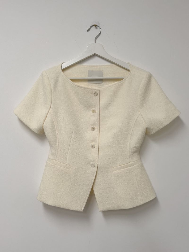 Twill Glass Boat Neck Jacket