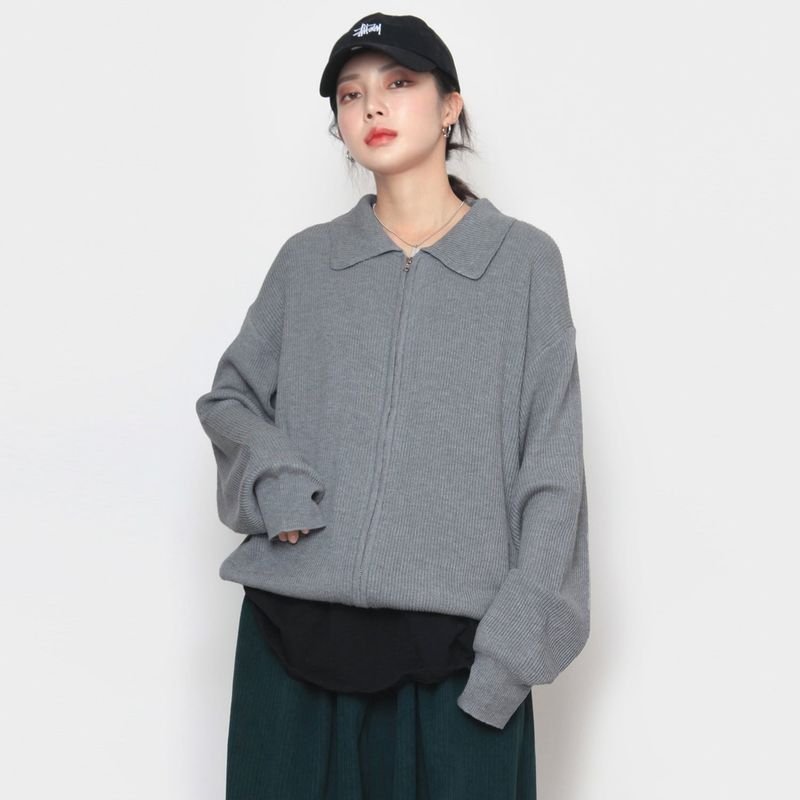 nutellike(ヌテールライク)の「Boel Collar Knitwear Zip-Up(Tops)」