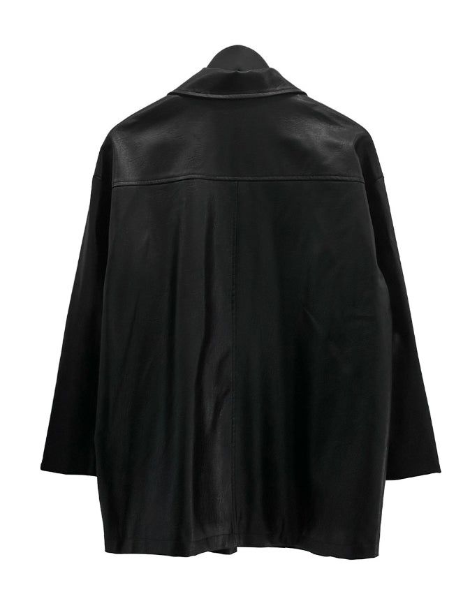 Met Button Cracked Leather Jacket