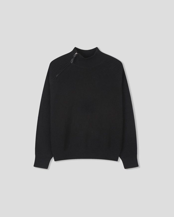 (UNISEX) Shoulder Half Zip-Up Raglan Knit