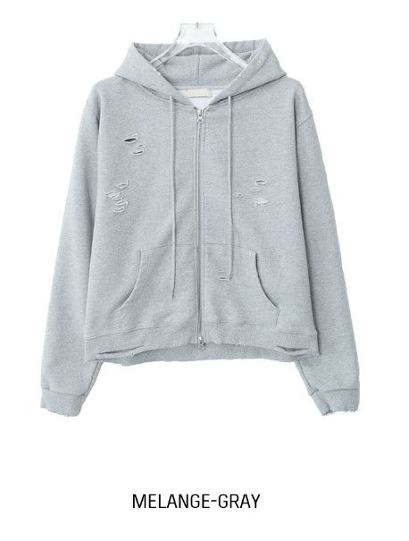 Ruby Damaged Sweat Hood Zip-Up Pants Set