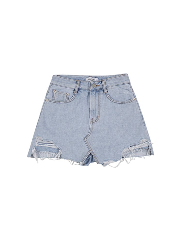 W65 DENIM SKIRT PANTS_LIGHT BLUE