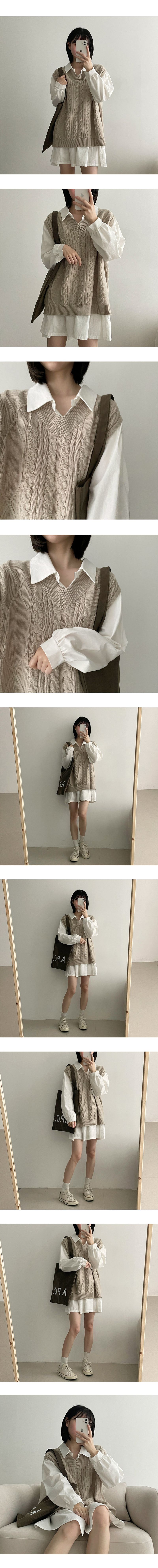 Etch Twisted V-knit vest