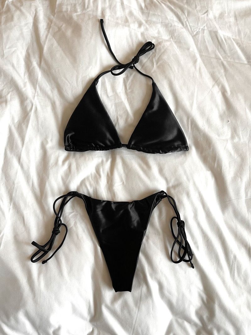  Scotch satin ribbon bikini (black)
