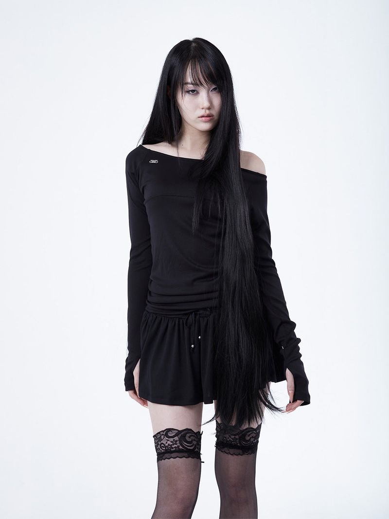 RAGLAN METAL LOGO DRESS [BLACK]