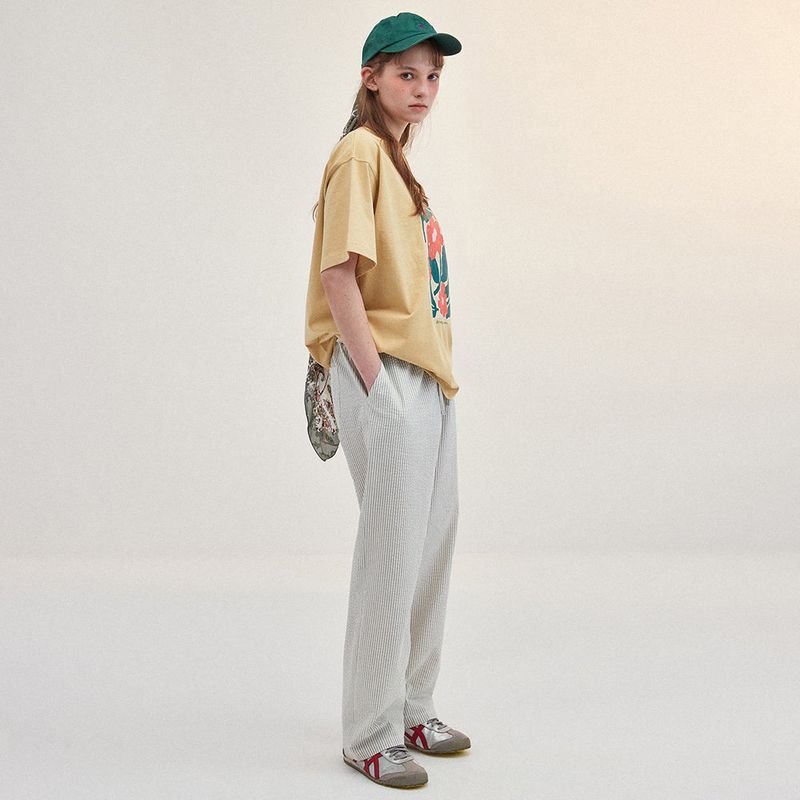 FLOWER DRAWING OVERSIZED T-SHIRT_YELLOW