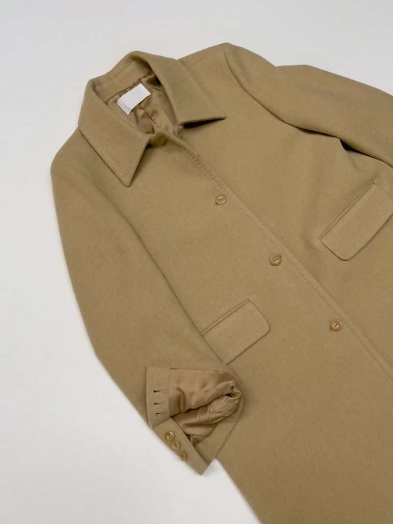 [Merino wool 90%] Stitched collar half coat