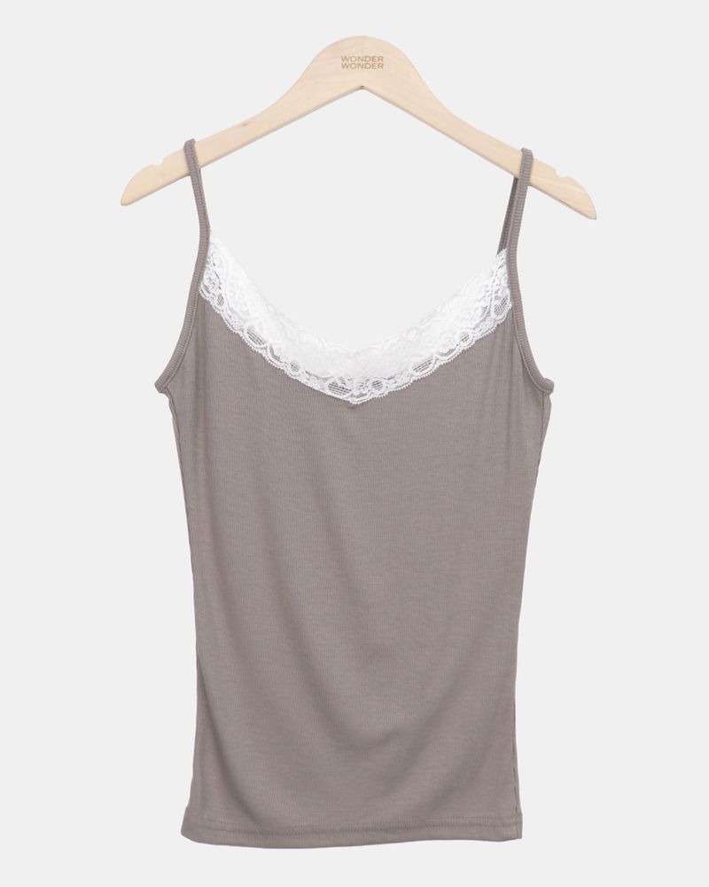 Curren Lace Ribbed Sleeveless Top