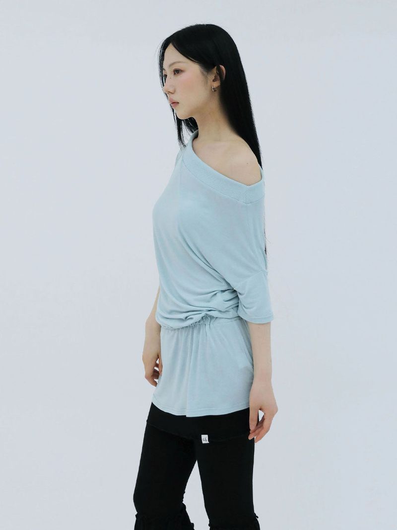 DRAPE BAND OFF-SHOULDER TOP(MINT)