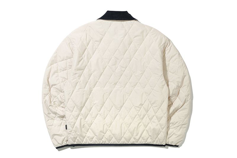 RIBBON TIE QUILTING JACKET_OATMEAL