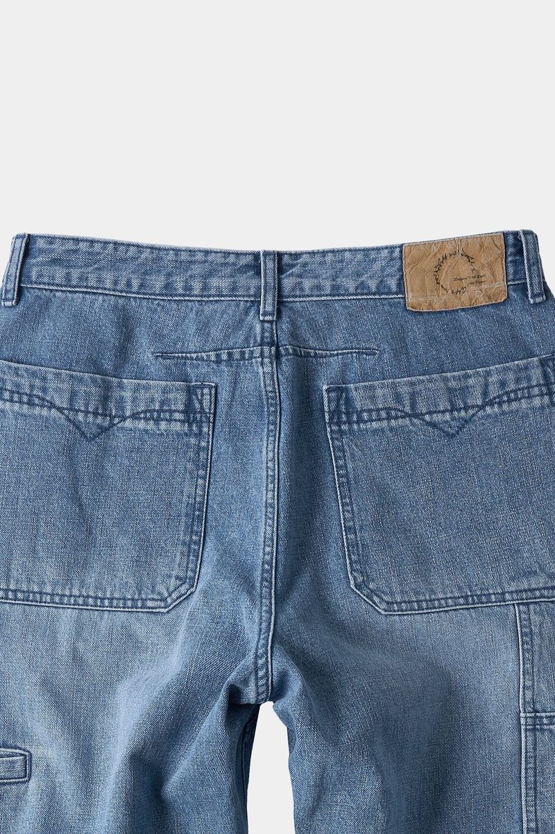 Incision Double Knee Carpenter Pants (Washed Blue)
