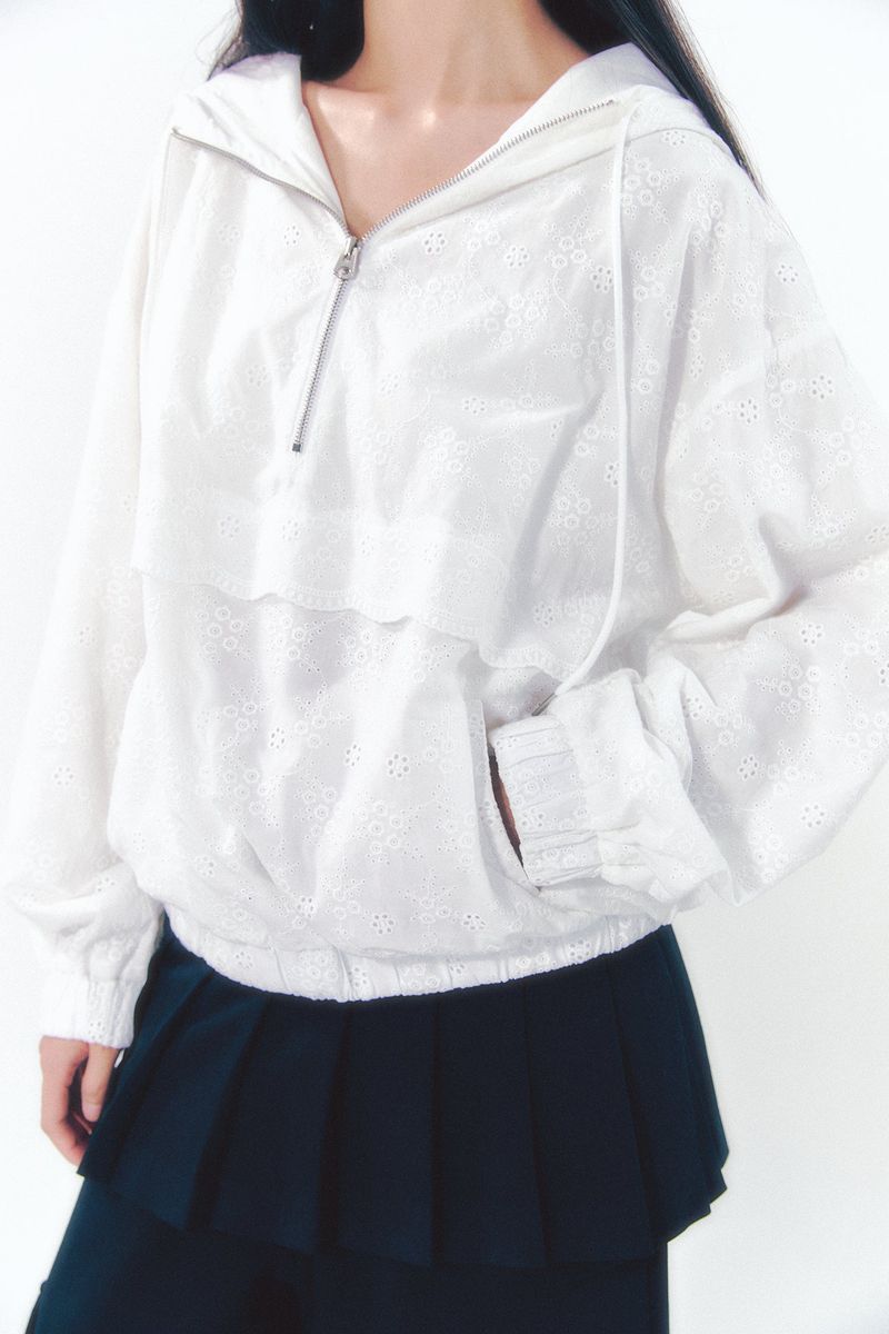 Lace Anorak Jumper White