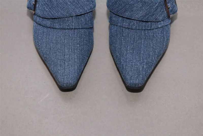 Hug belt boots _Starry blue denim