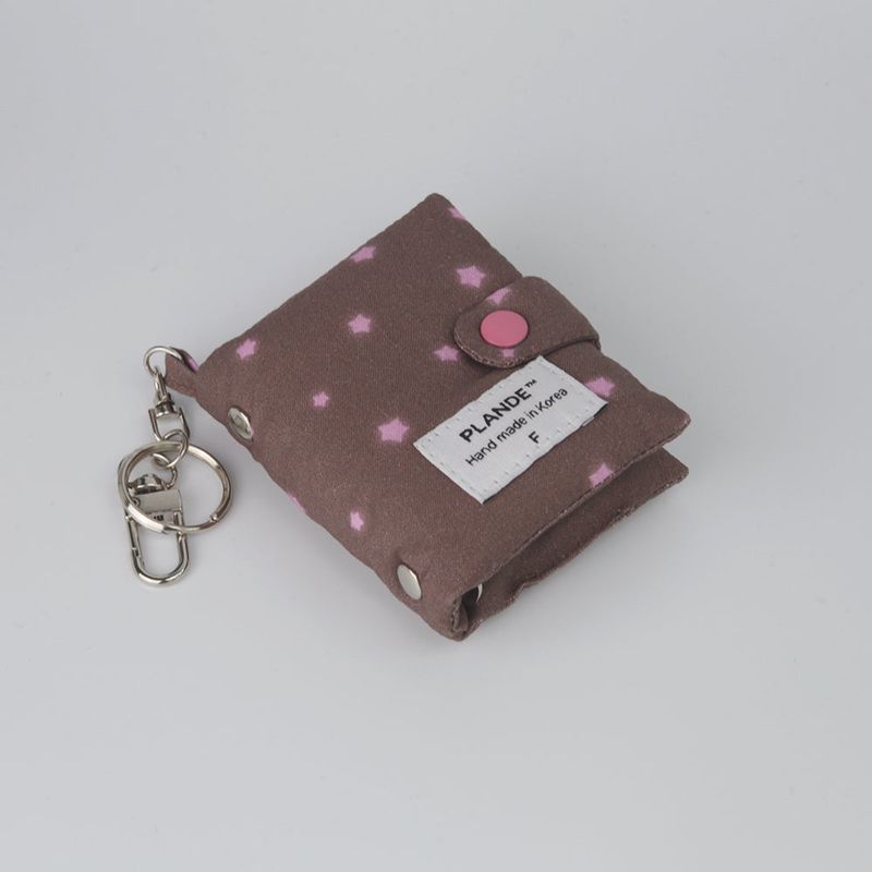 Mini 3-Ring Diary Keyring - Pink Star Brown