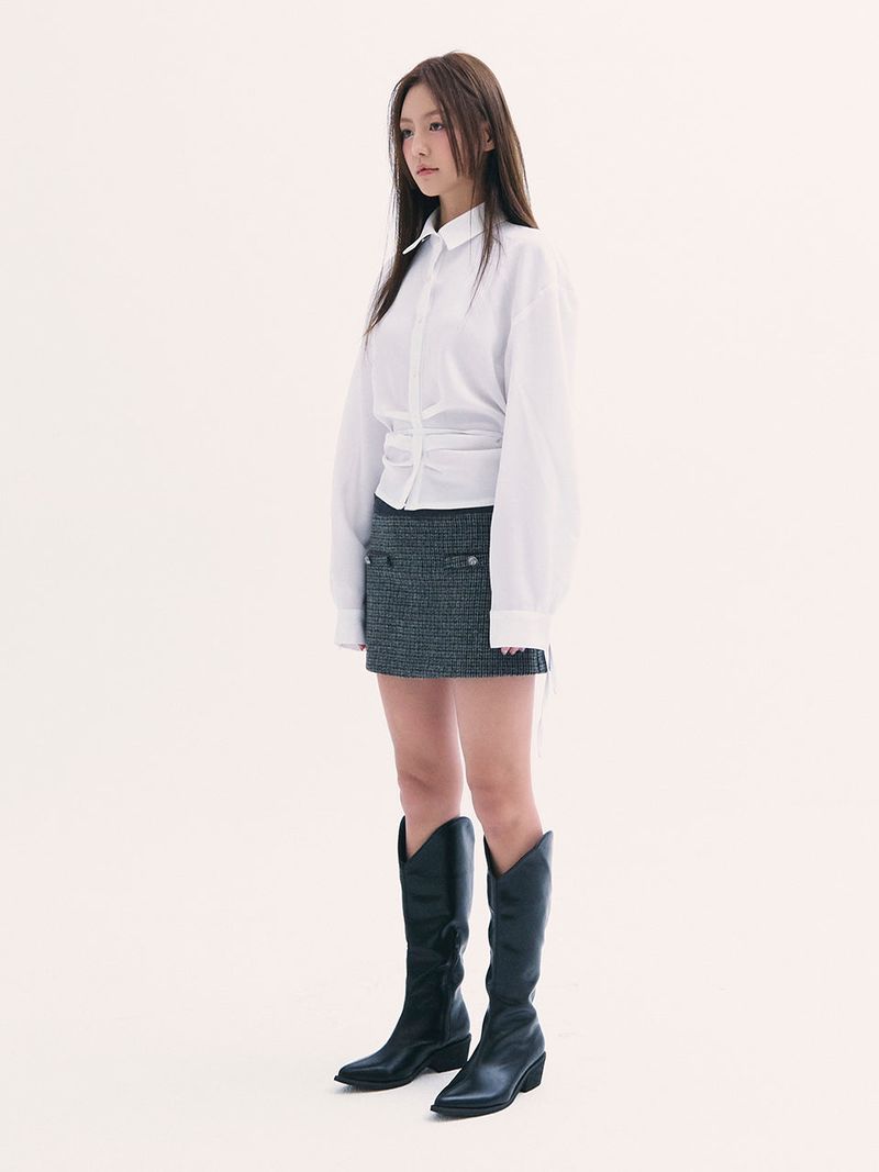 Leona shirring shirts WHITE