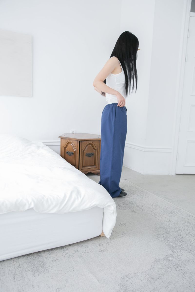 blue cotton banding pants(2colors)
