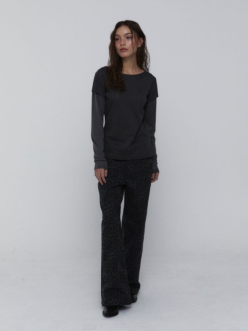Layered Long Sleeve Top_Charcoal