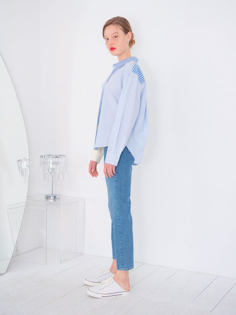COLOR BLOCKING STRIPE SHIRT