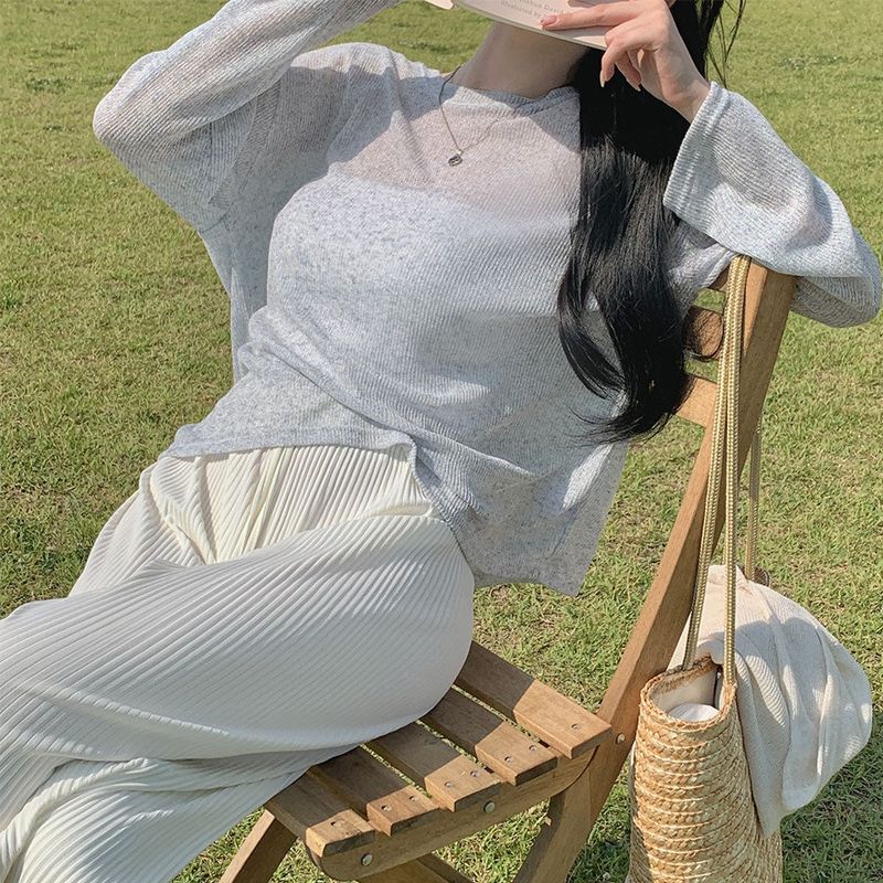 [Bellide made] See-through Bookle Linen Summer Knit T-shirt