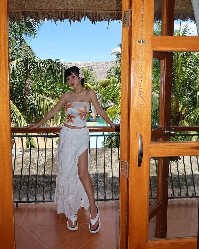 Open maxi lace cancan long skirt