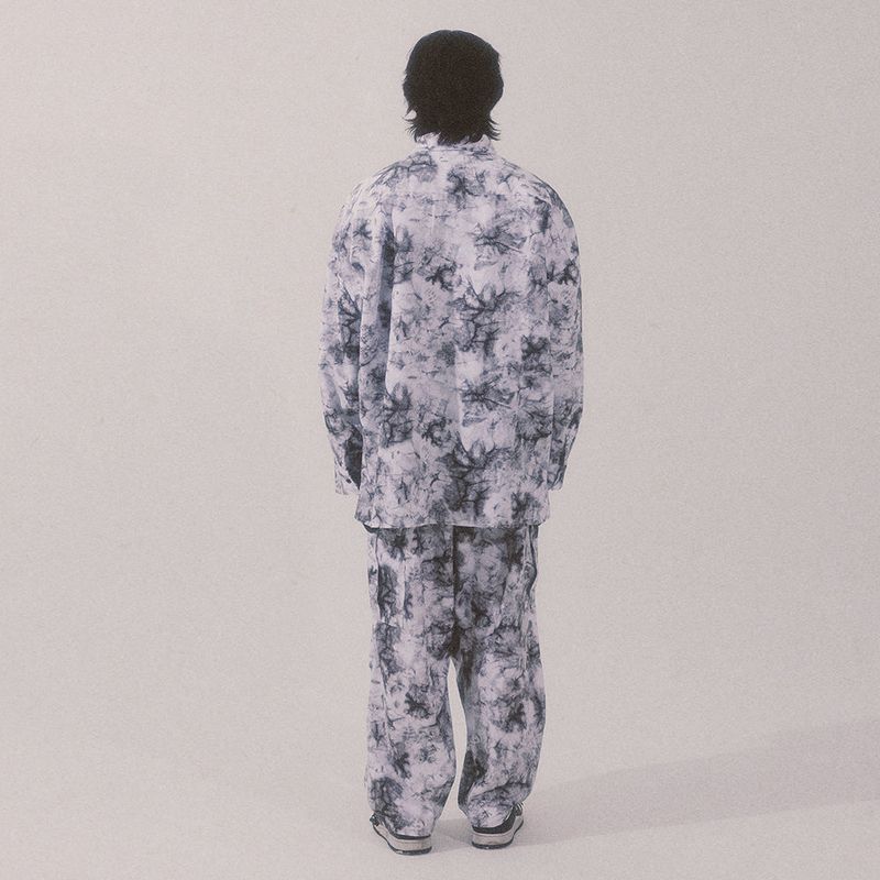 tie-dye wide cargo pants_white