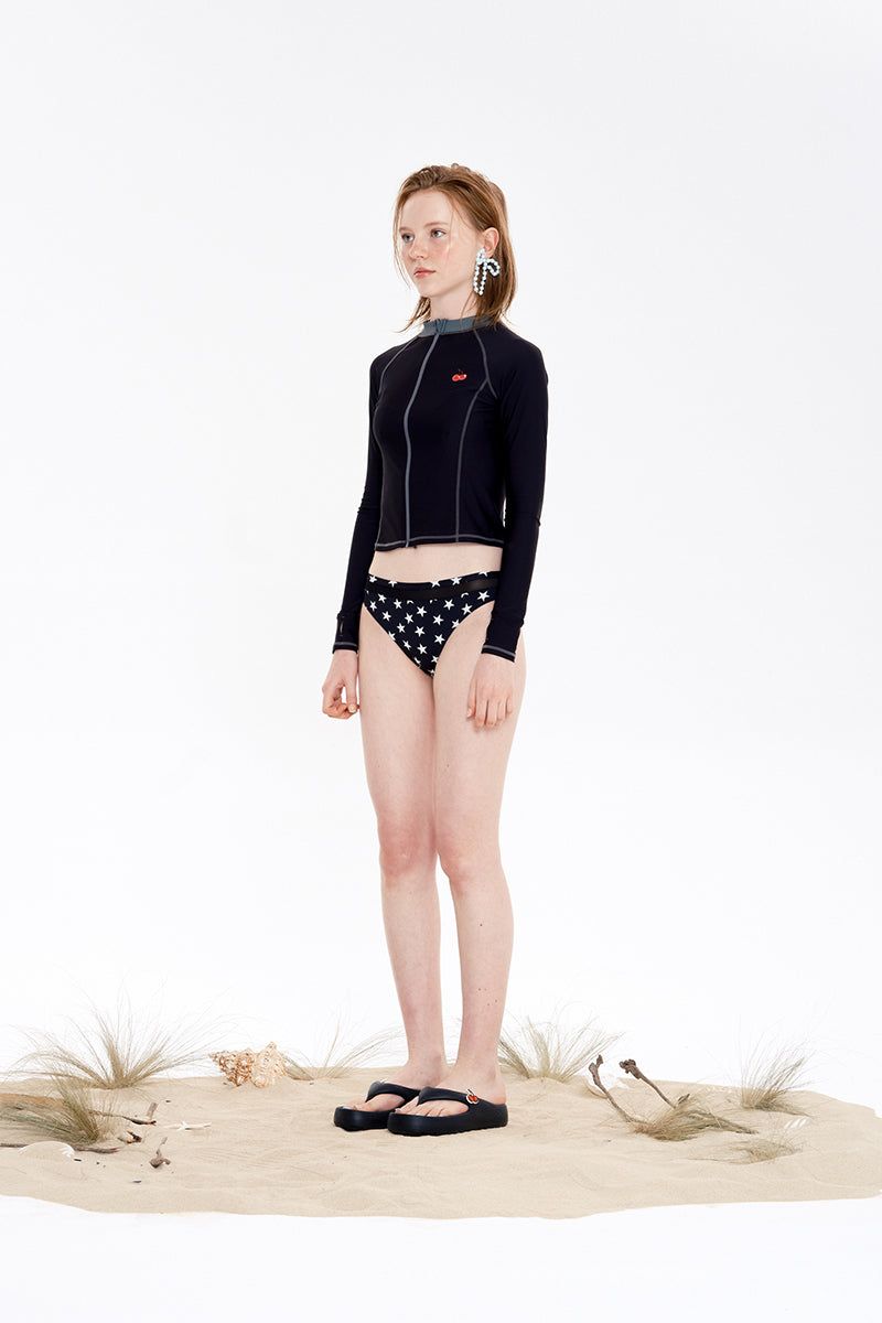 SMALL CHERRY ZIP-UP RASHGUARD [BLACK]