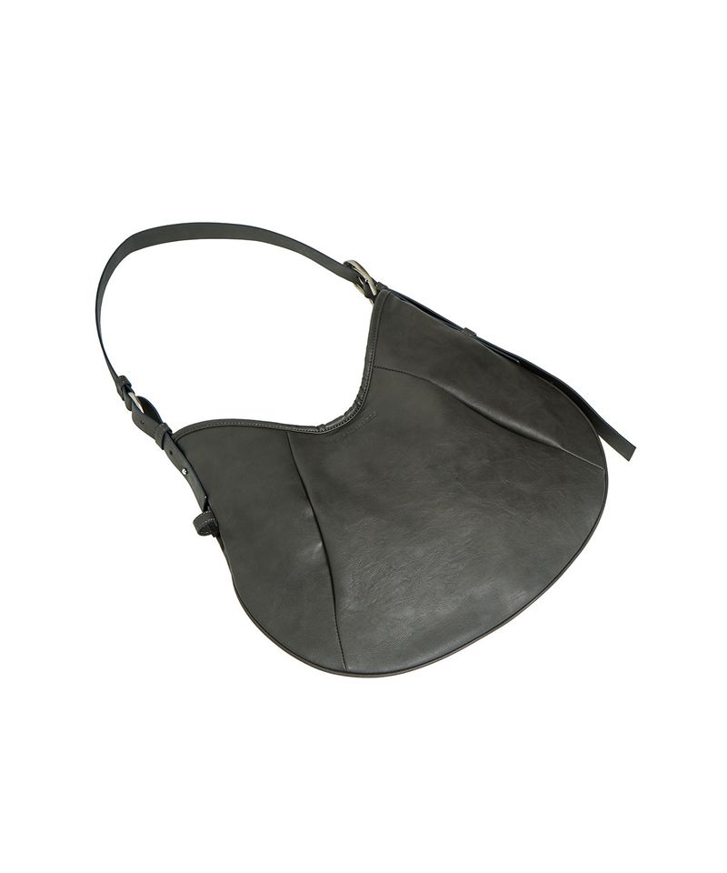 IUGAMAKARAS（イウガマカラス）の「H-Buckle Soft Leather Dumpling Bag (gray)（Bags）」