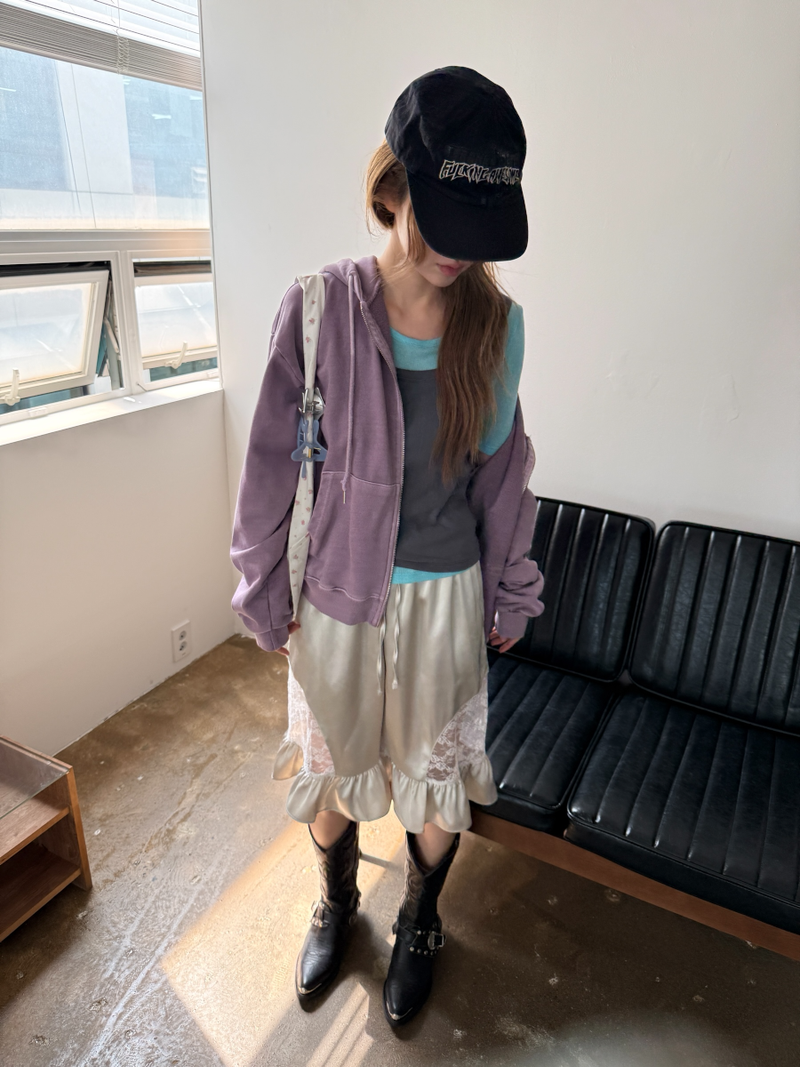 pigment crop hood zip up 