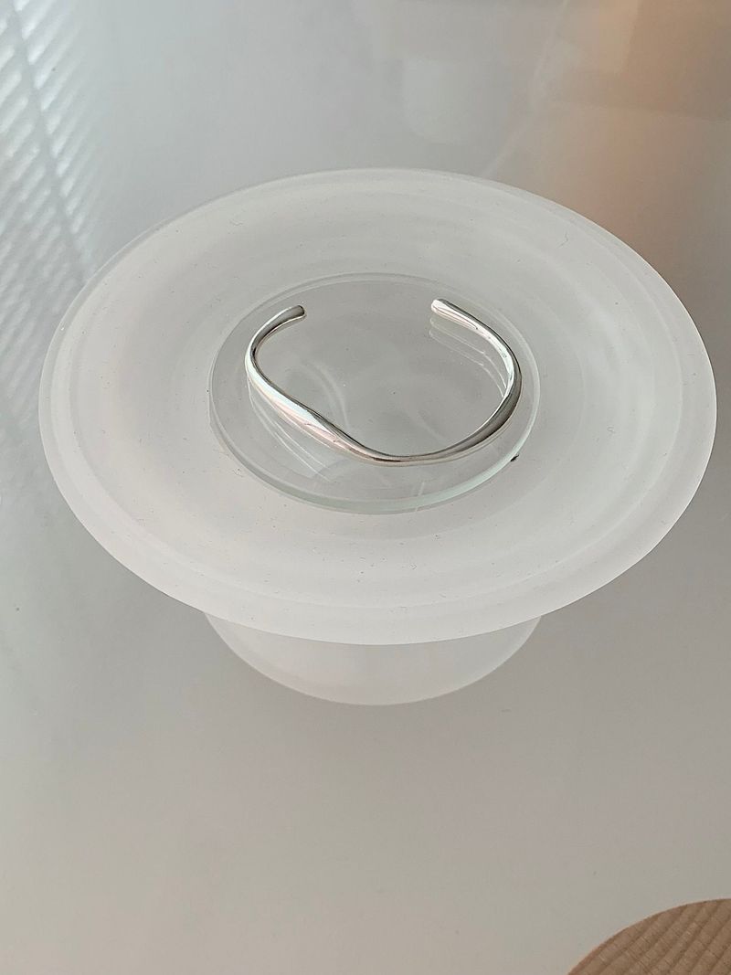 Silver wave open bangle