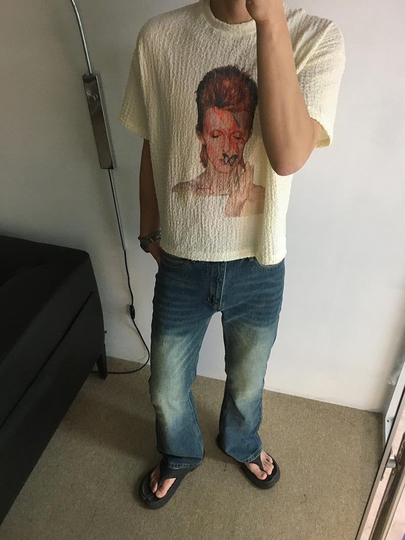 [A-T0111] ポップコーンクロップ半袖Tシャツ (2色)