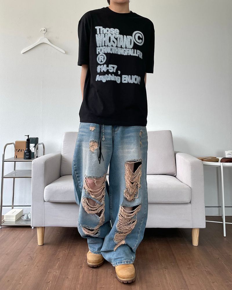 Damage Washing Denim Pants