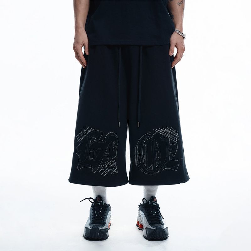 ENOE Patch Sweat Bermuda Pants - BLACK
