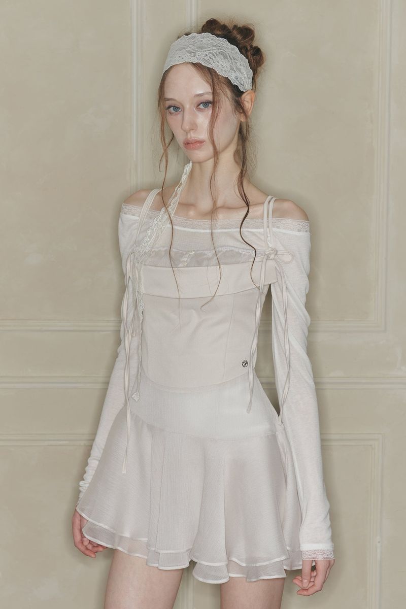 LACE BOATNECK TOP white