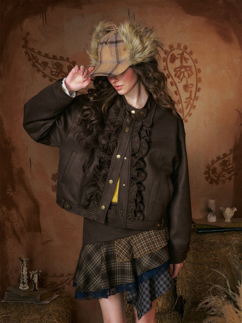 Check Fleece Ear-flap Winter Cap