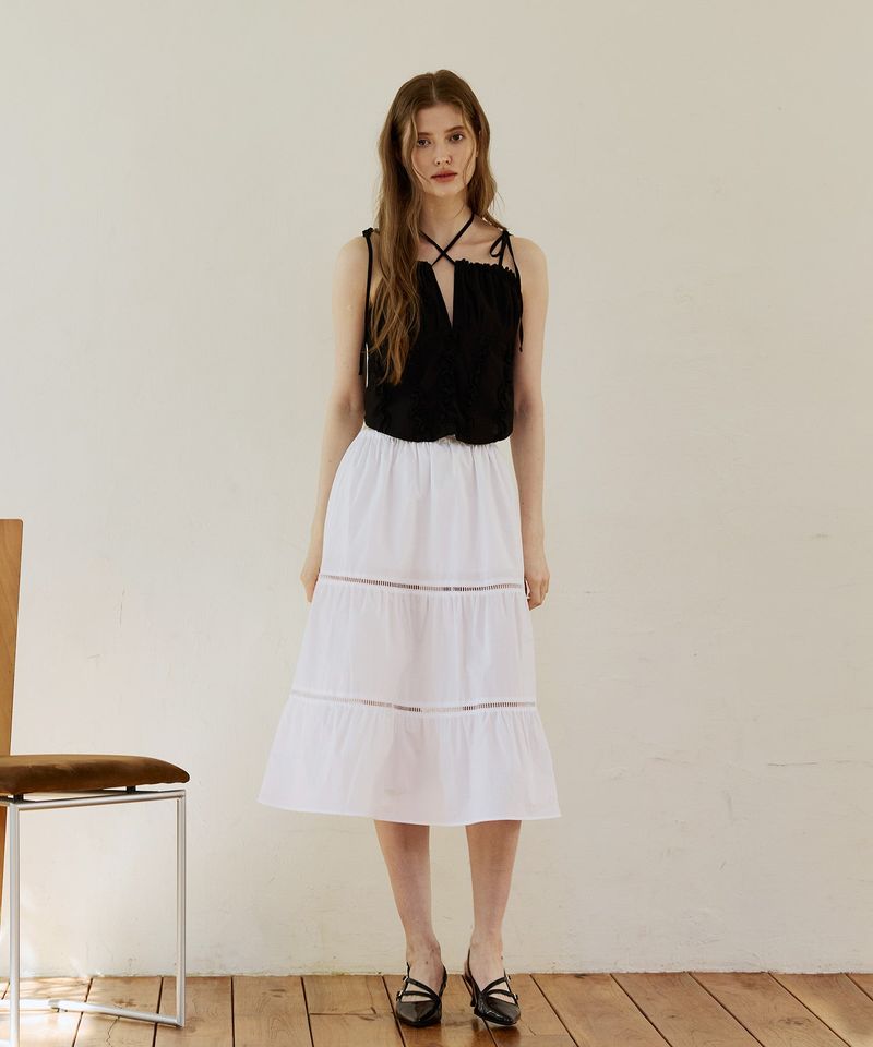  MUSE TIERED MIDI SKIRT / WHITE