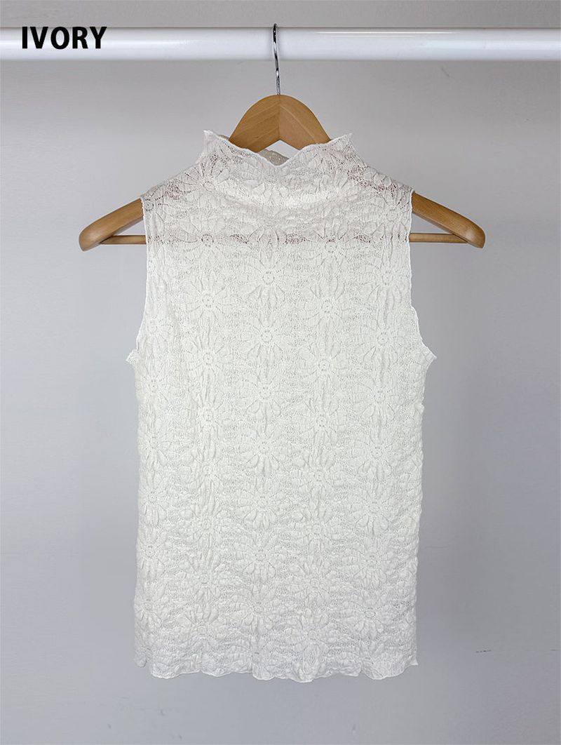 FLOWER LACE HALF-NECK SLEEVELESS (3C)